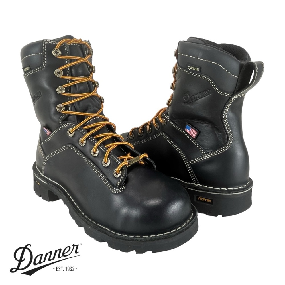 Danner Quarry USA Men 7.5D Black Gore‎ Tex EH Vibram Heavy Duty Work Boots